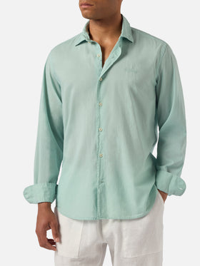 Camisa Chemise Ice color verde salvia en voile de puro algodón 