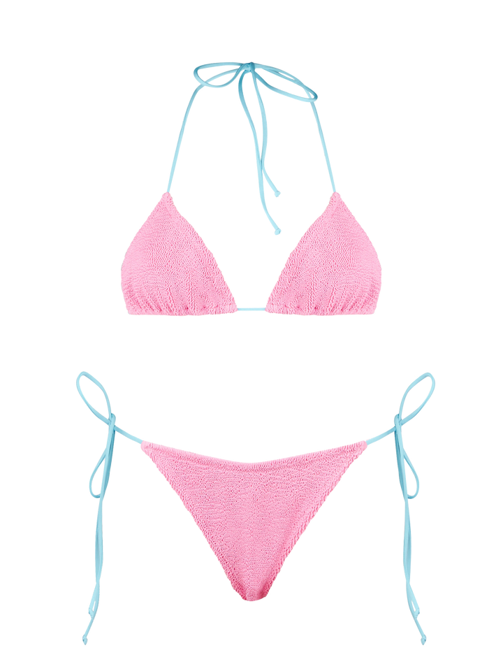 Woman pink crinkle triangle bikini | MELISSA SATTA SPECIAL EDITION - MC2 Saint Barth