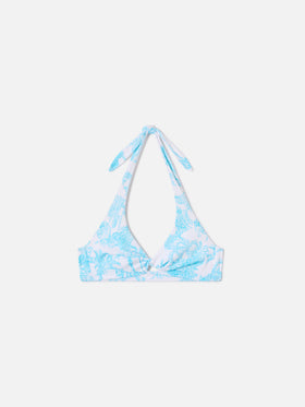 Top bikini Leda bralette con stampa toile de jouy e dettaglio cut out