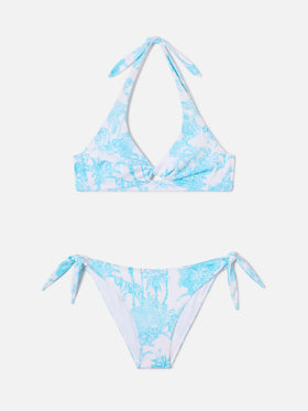 Leda Yali hellblauer Toile-de-Jouy-Bikini 