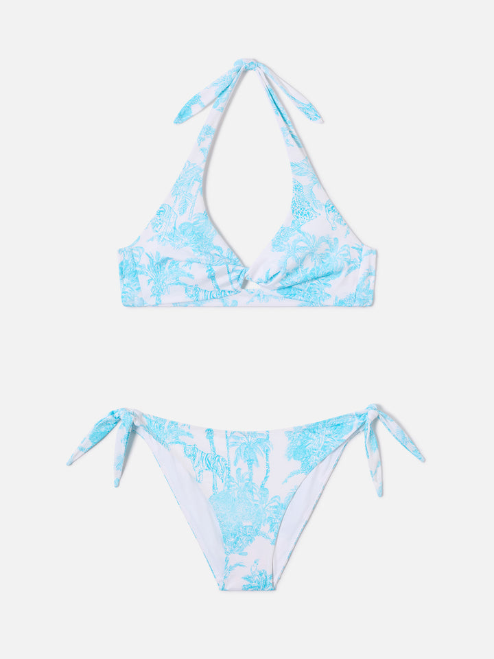 Leda Yali light blue toile de jouy bikini