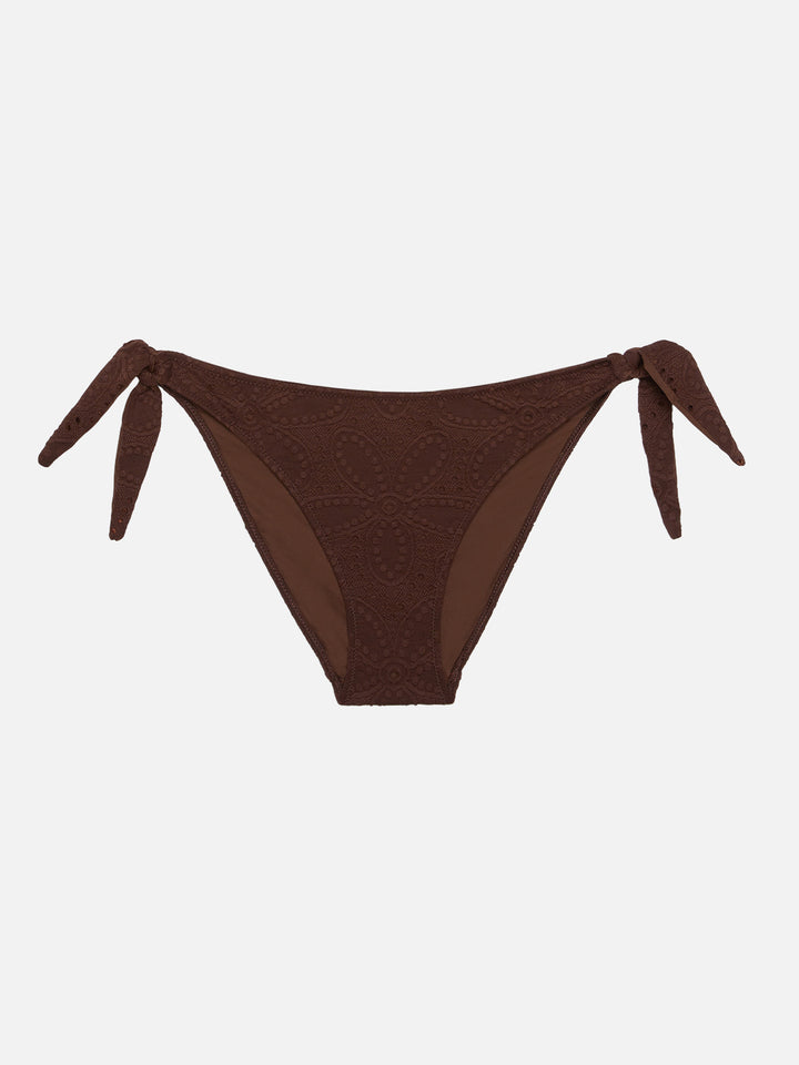 Yali slip mare classico in pizzo Sangallo marrone - Top bralette triangolo in Sangallo Leda