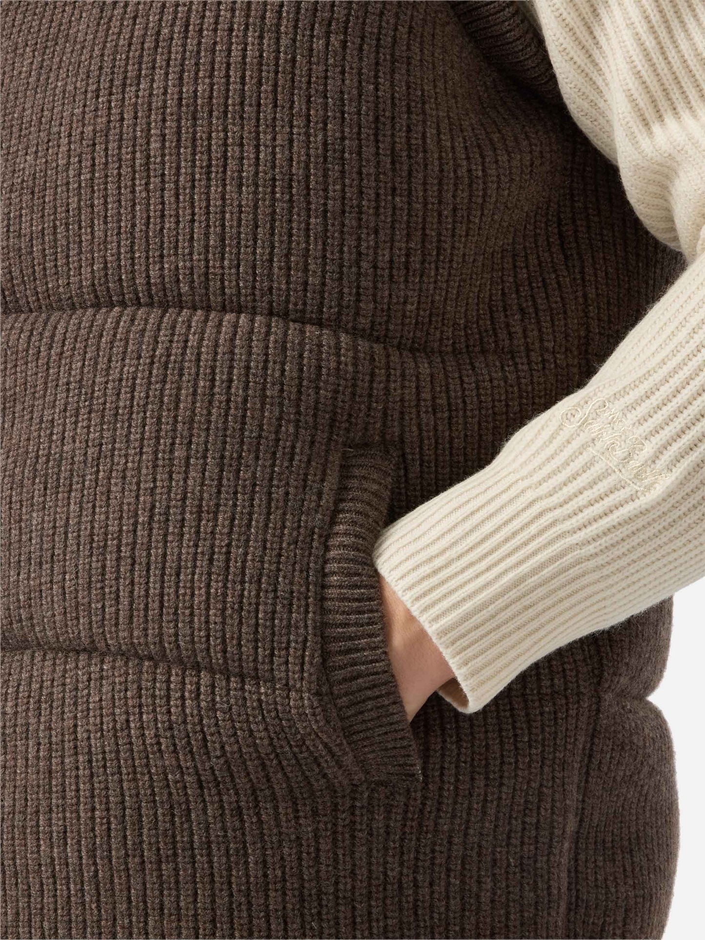 Gilet imbottito Leeds Knit nocciola