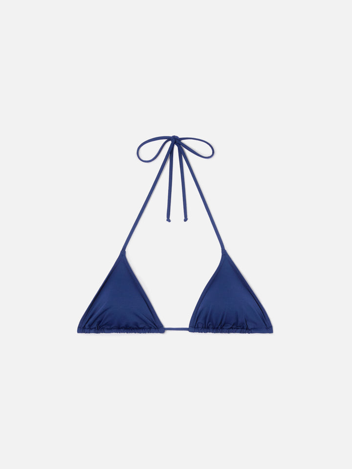 Leah Triangel-Bikinioberteil mit Bindebändern in Uni-Marineblau 