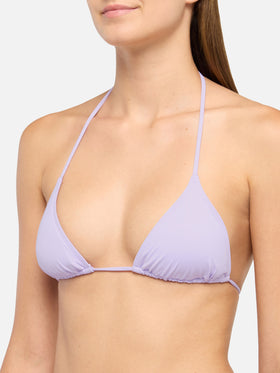 Lilafarbene klassische Badehose „Virgo“ – Lilafarbener Badeanzug mit Triangel-Oberteil „Leah“