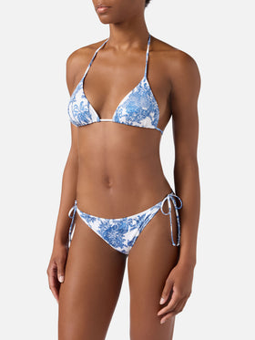 Bikini bleu Leah Virgo toile de jouy 