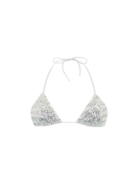 Woman silver sequins triangle top Leah - MC2 Saint Barth