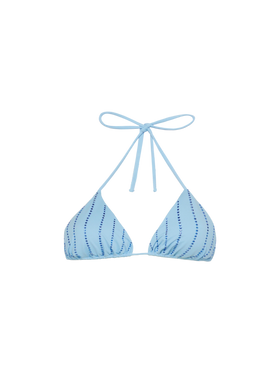 Leah light blue triangle top with striped rhinestone embellishment - MC2 Saint Barth