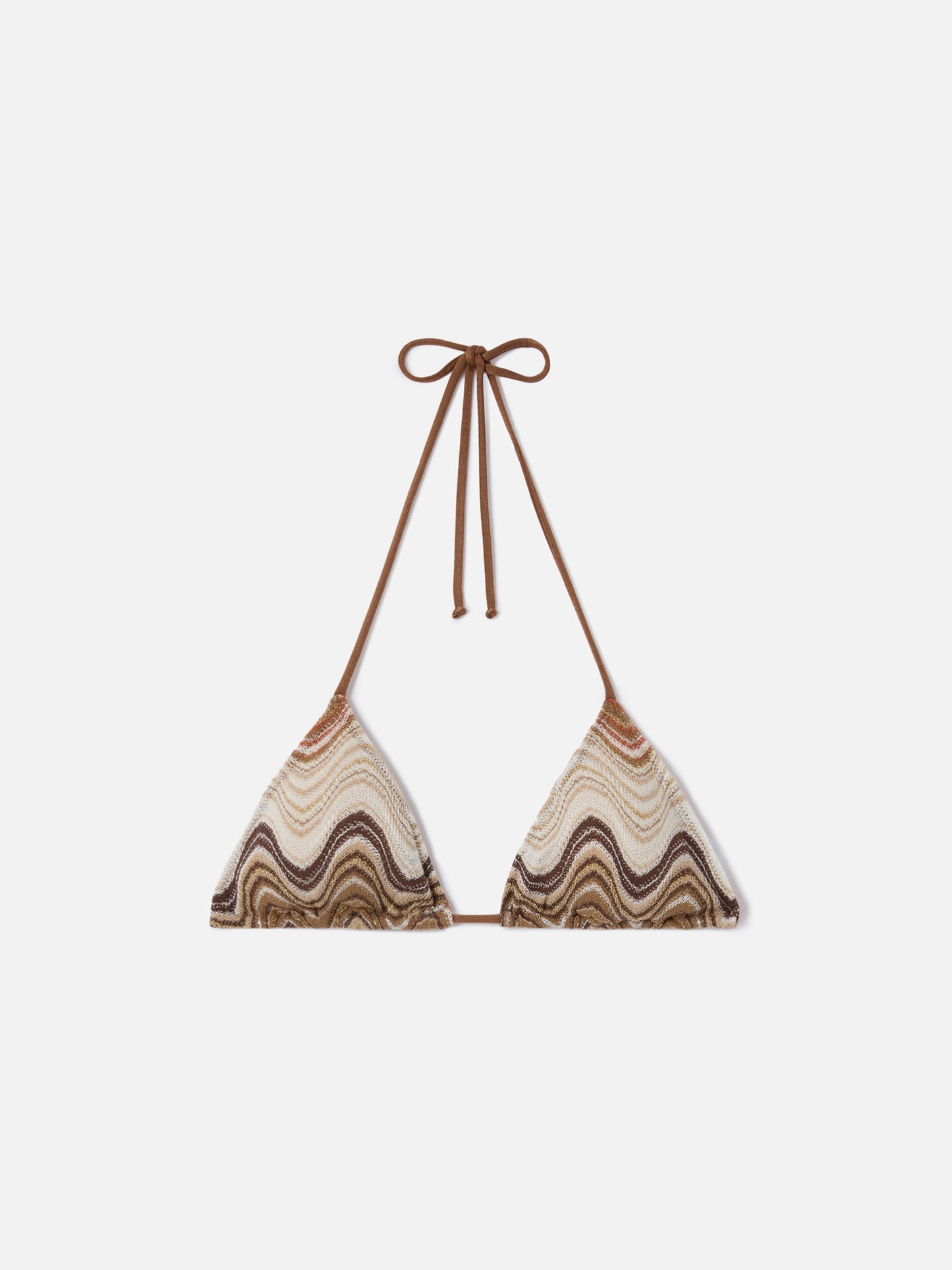 Leah triangle bikini top in brown degradé raschel fabric