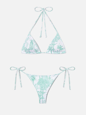 Bikini Leah Marielle con stampa toile de jouy verde