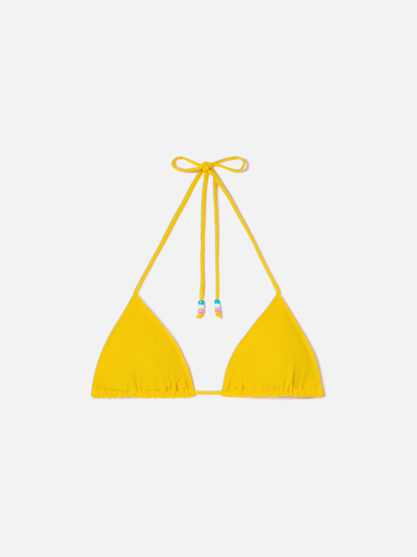 Yellow Leah terry triangle bikini top with charms