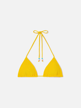 Yellow Leah terry triangle bikini top with charms