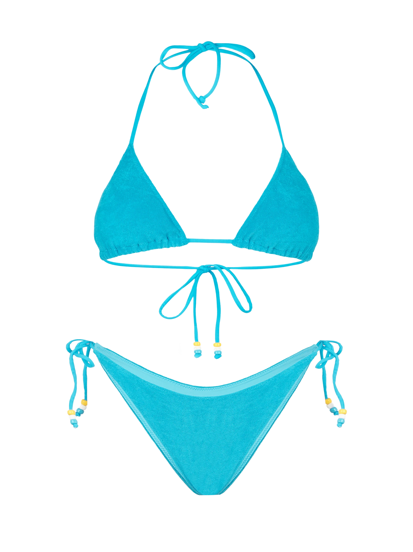 Woman turquoise terry triangle bikini with charms - MC2 Saint Barth