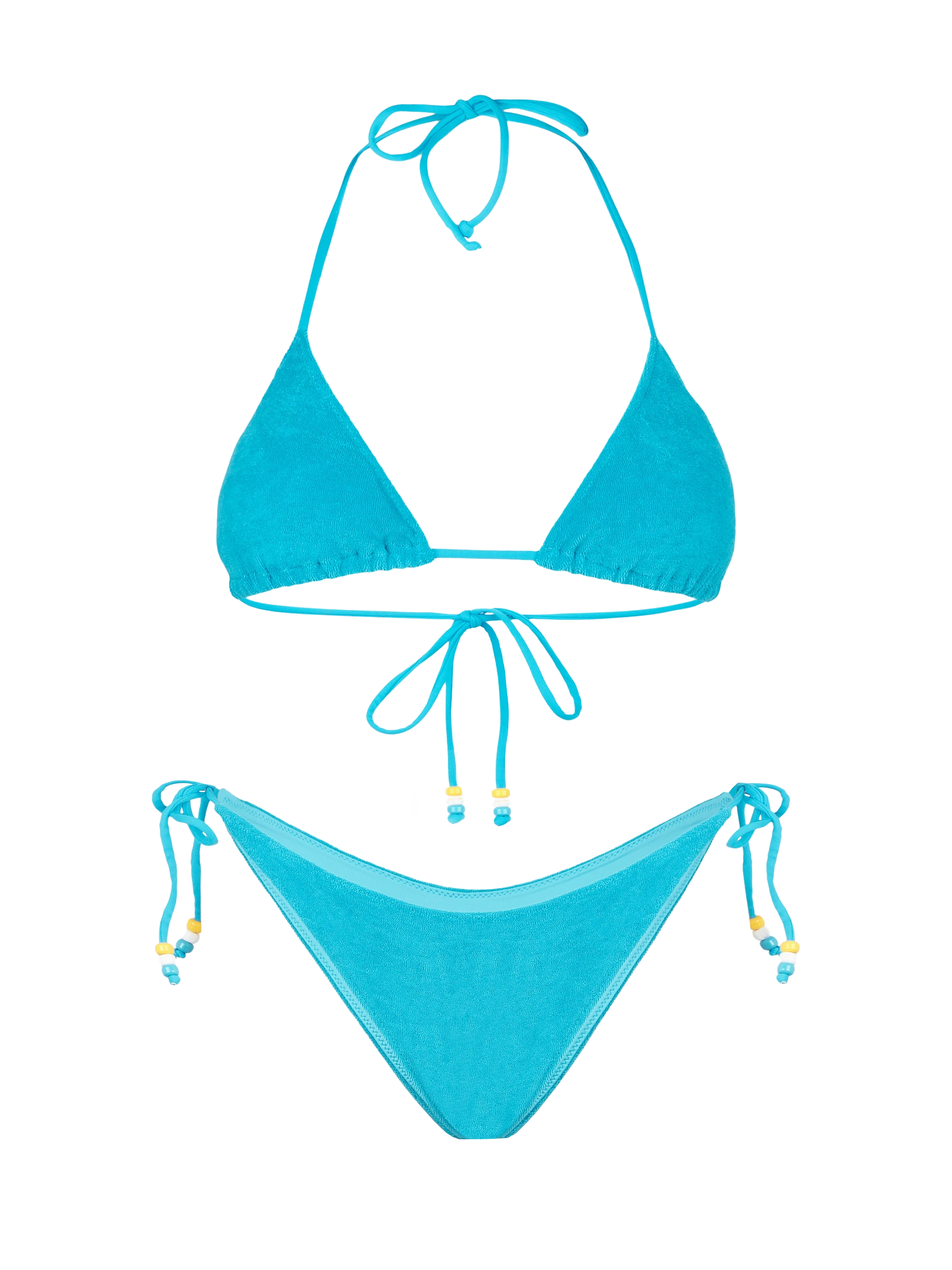 Woman turquoise terry triangle bikini with charms - MC2 Saint Barth