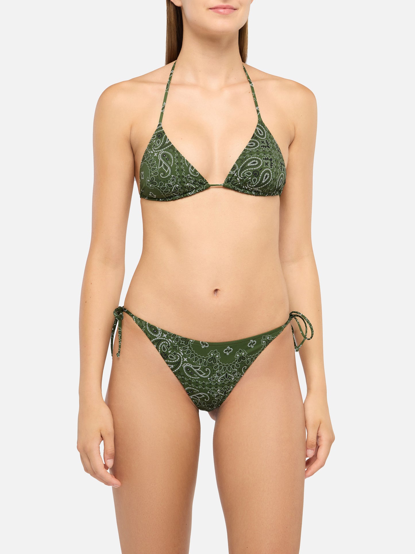 Virgo slip mare classico con stampa bandana - Leah top bikini triangolo con stampa bandana