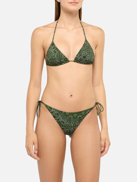 Virgo slip mare classico con stampa bandana - Leah top bikini triangolo con stampa bandana