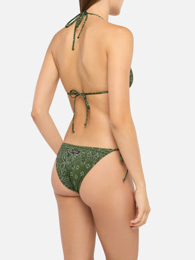 Virgo slip mare classico con stampa bandana - Leah top bikini triangolo con stampa bandana