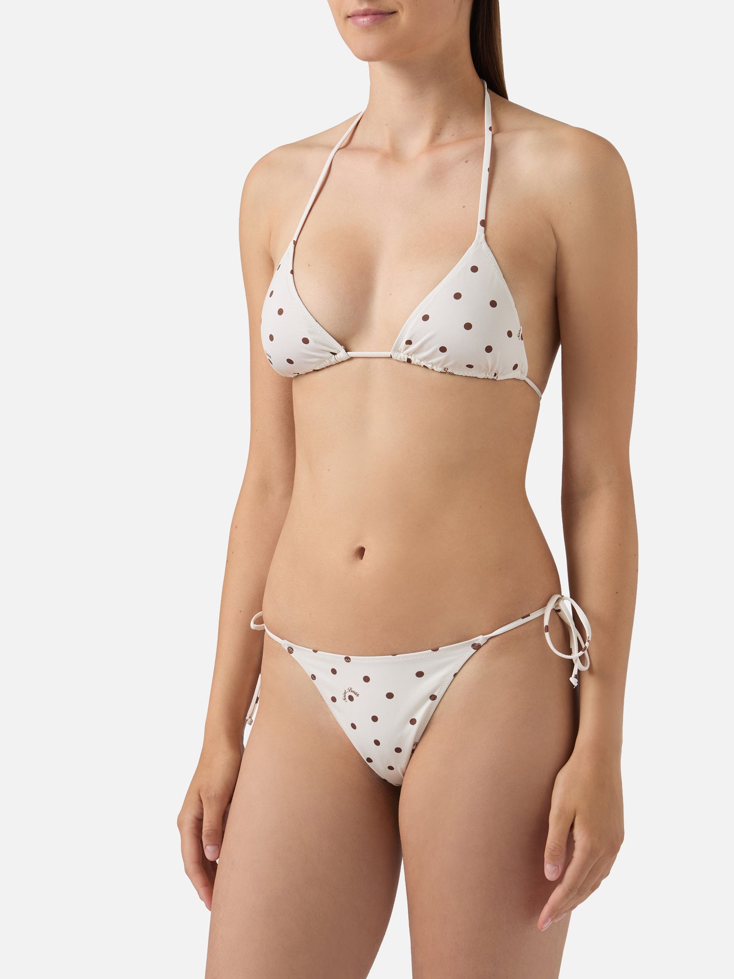 Leah Norah beige brown polka dot bikini