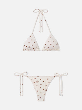 Leah Norah beige brown polka dot bikini