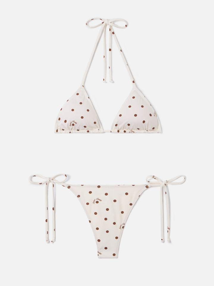 Bikini Leah Norah con stampa pois beige e marrone