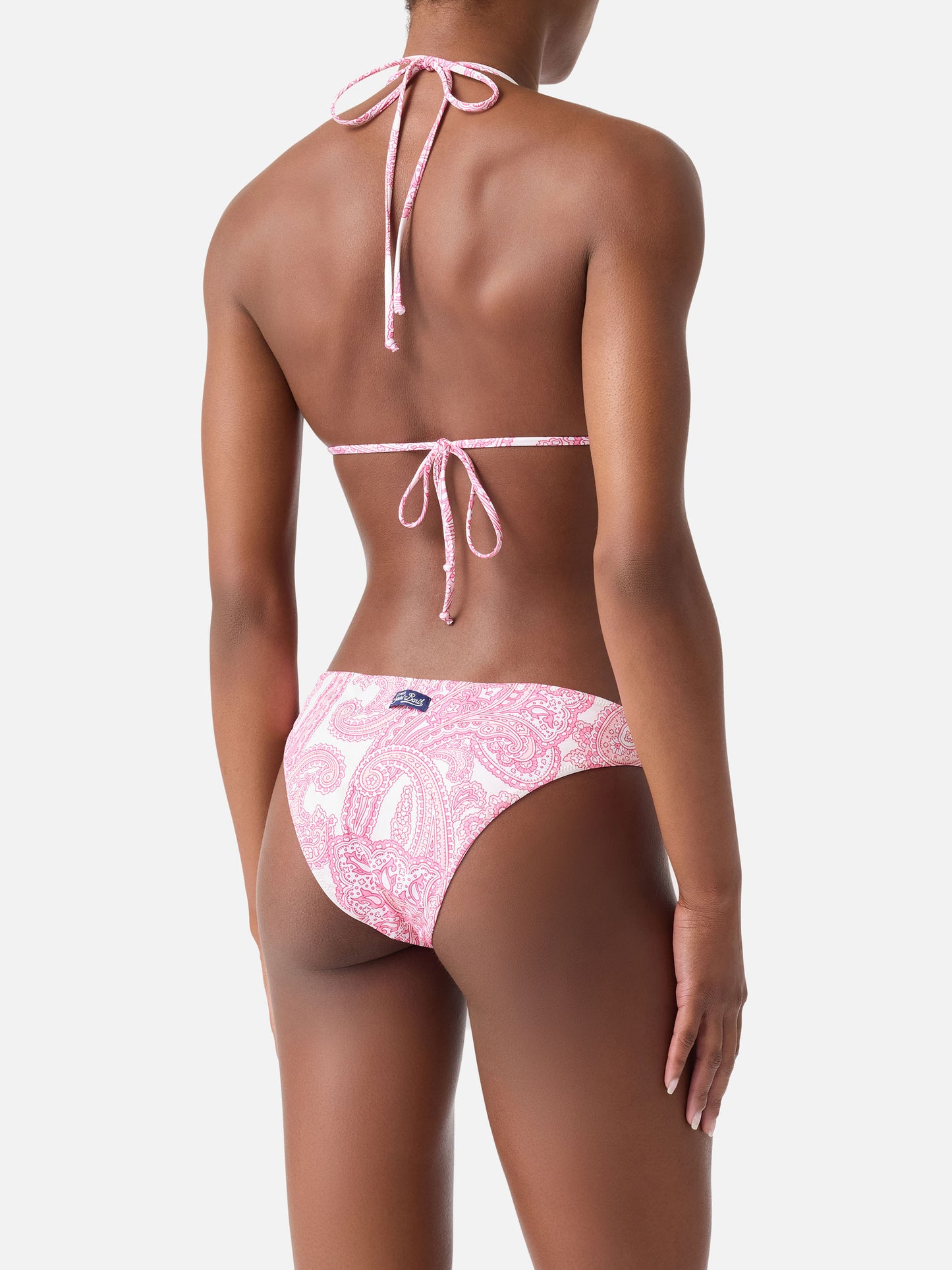 Bikini triangular Leah Lido con estampado paisley rosa 