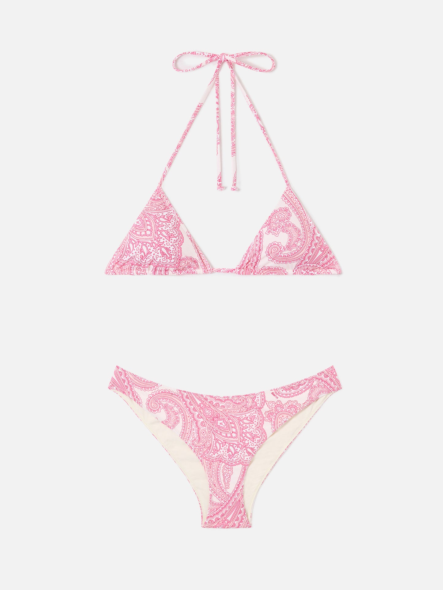 Bikini triangular Leah Lido con estampado paisley rosa 