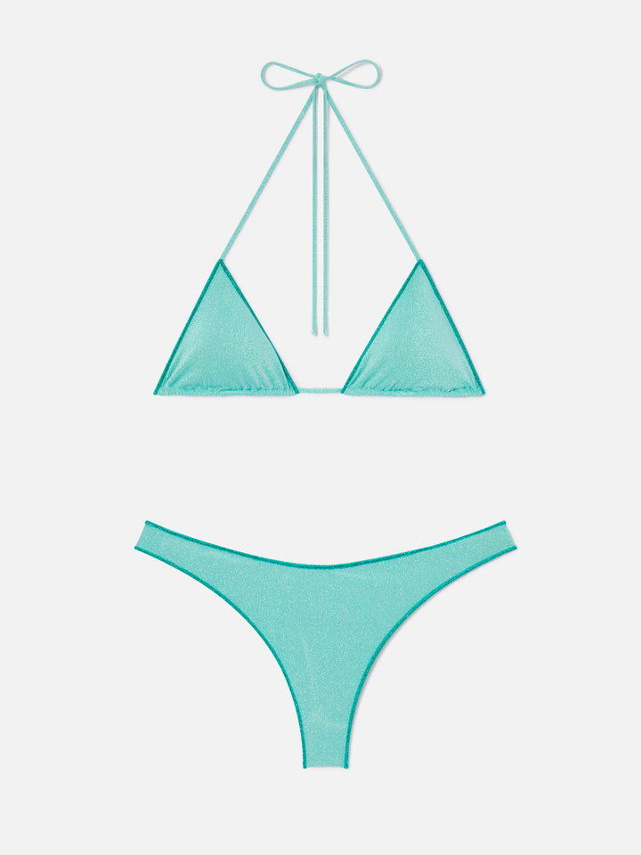 Bikini triangle Leah Naomi en lurex vert d’eau 