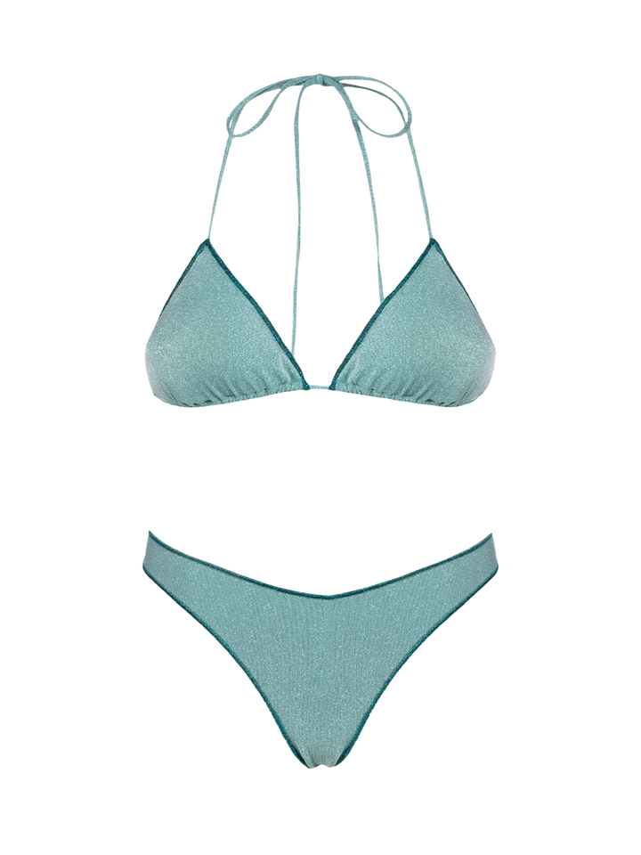 Woman water green lurex triangle bikini Leah Naomi - MC2 Saint Barth