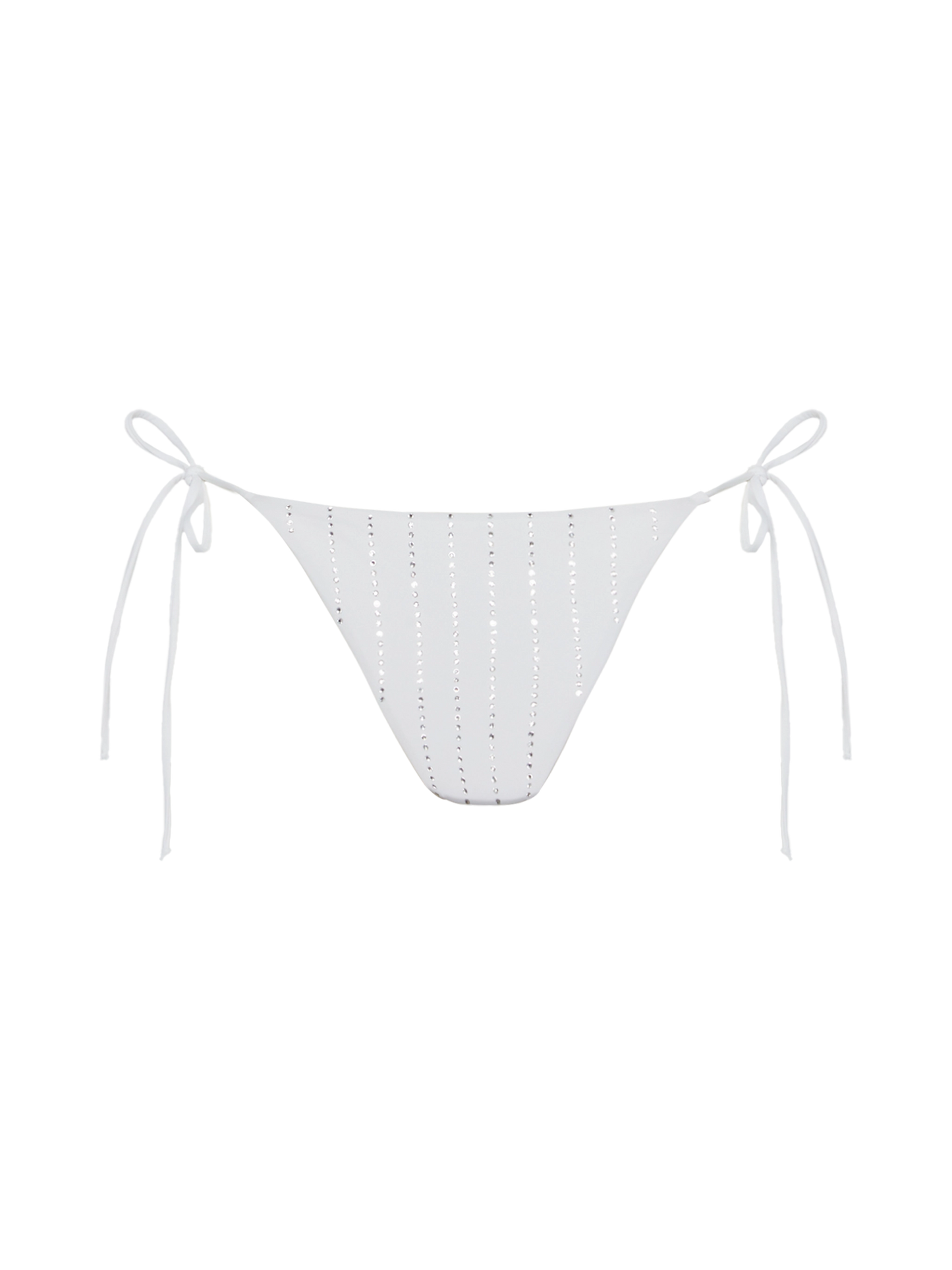 Marielle – Klassische Badehose in Weiß mit gestreifter Strassverzierung