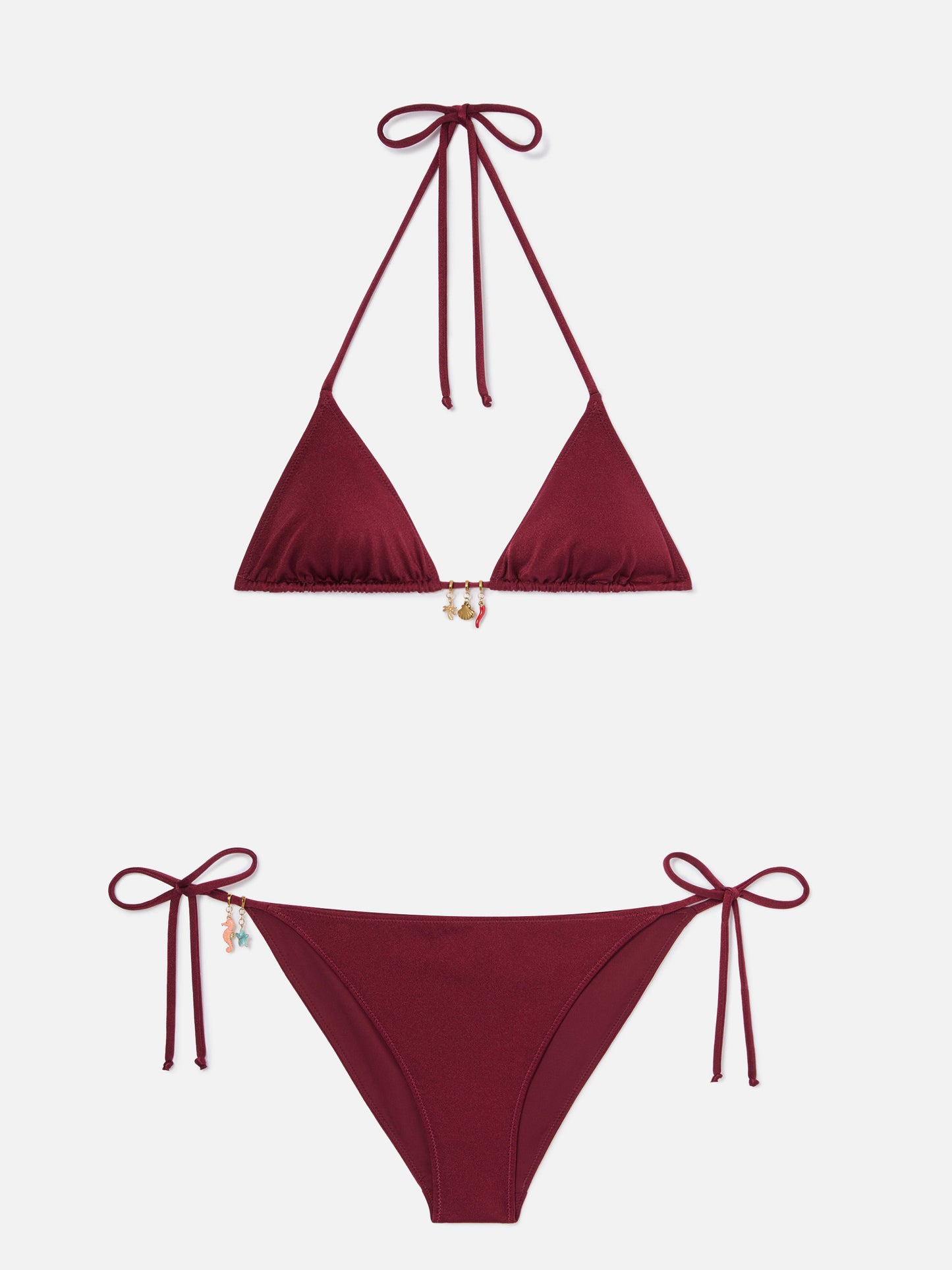 Bikini Leah Virgo glossy finish rosso con charms