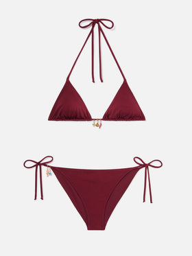 Bikini Leah Virgo glossy finish rosso con charms