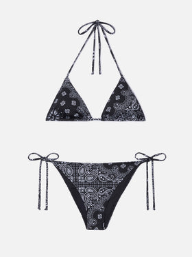 Bikini Leah Teen con estampado bandana negro 