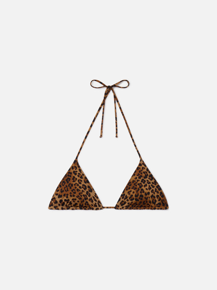 Top bikini Leah triangolo con stampa leopardata