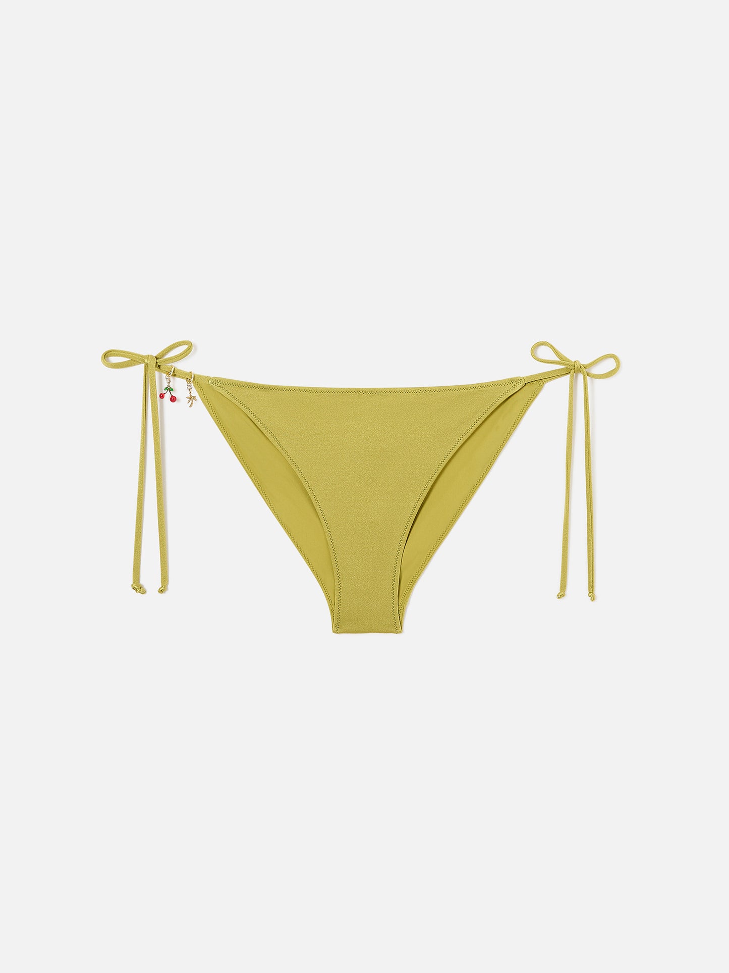 Bas de bikini classique Virgo en tissu vert pistache à finition brillante avec détails charms 