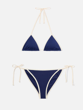 Bikini Leah Virgo String azul con ribete en contraste 