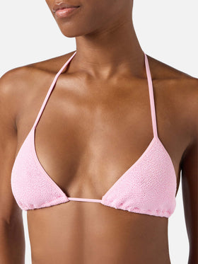 Bikini de triángulo Leah Marielle en rosa con ribetes en contraste 