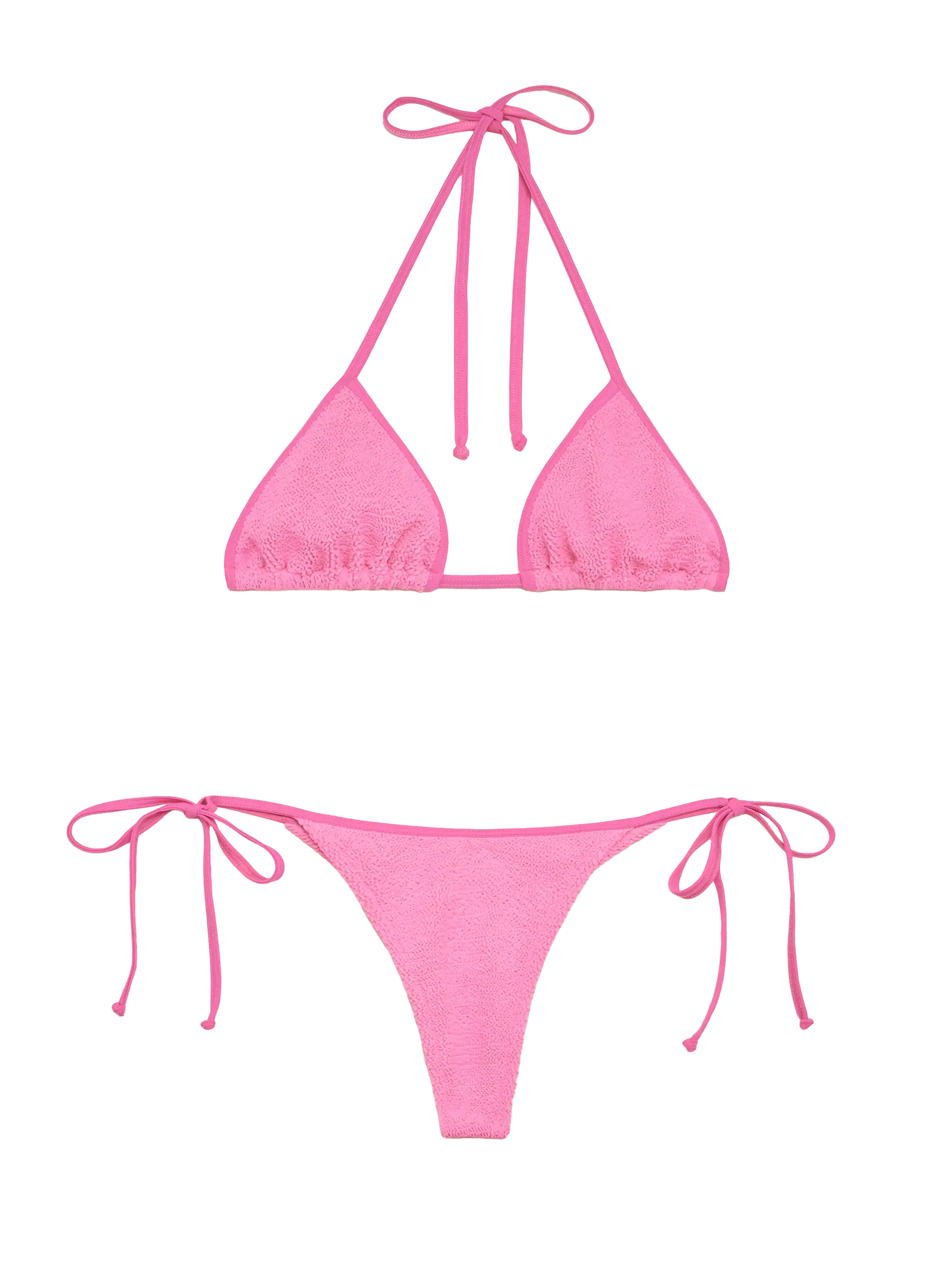 Classic crinkle triangle bikini Leah Norah in pink - MC2 Saint Barth