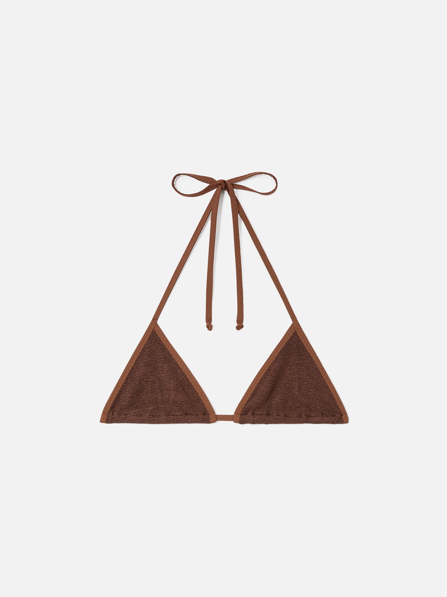 Top de bikini triangular Brown Leah de tejido crinkle 