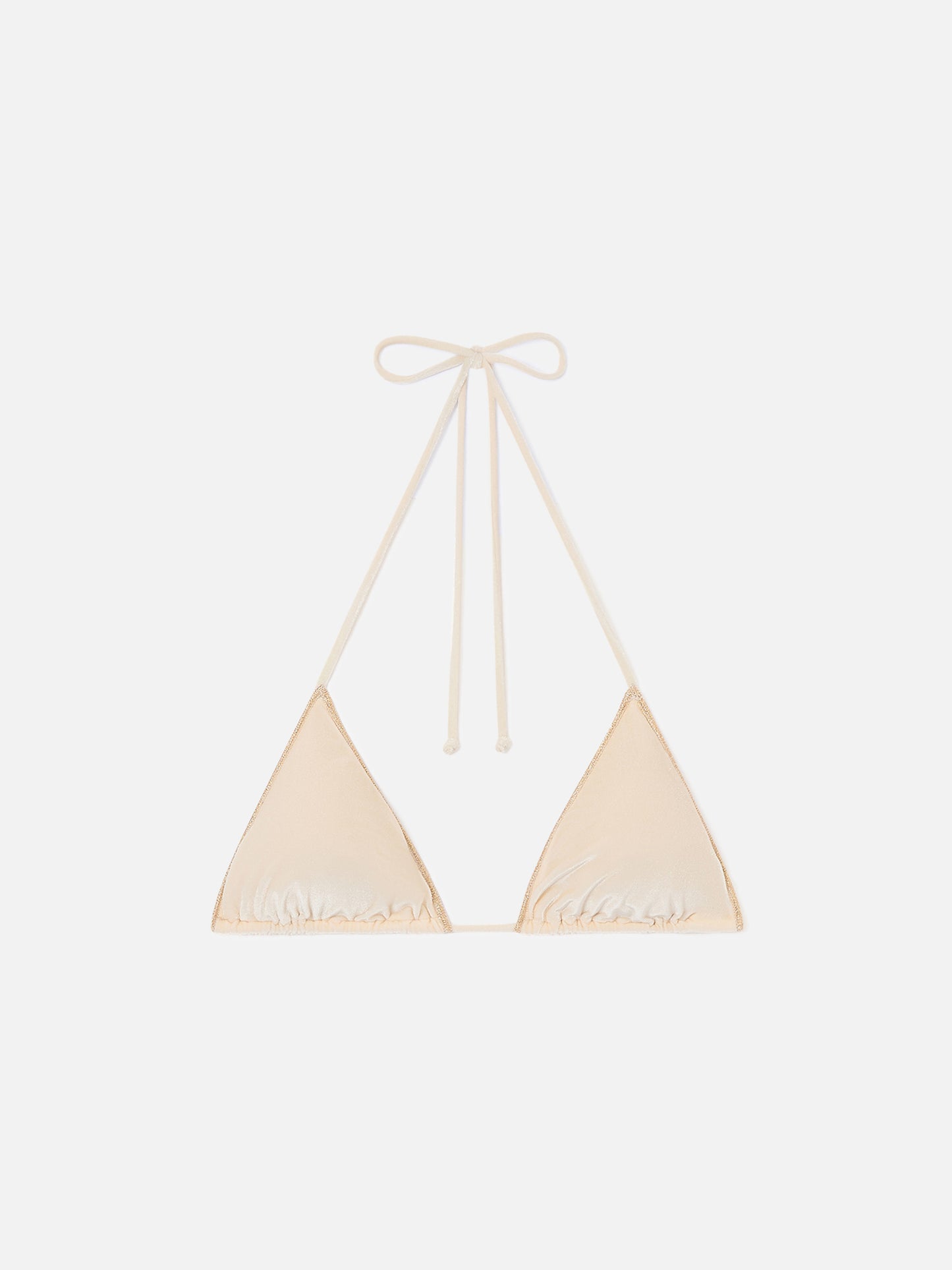 Haut de bikini triangle Leah Overlock en velours doré 