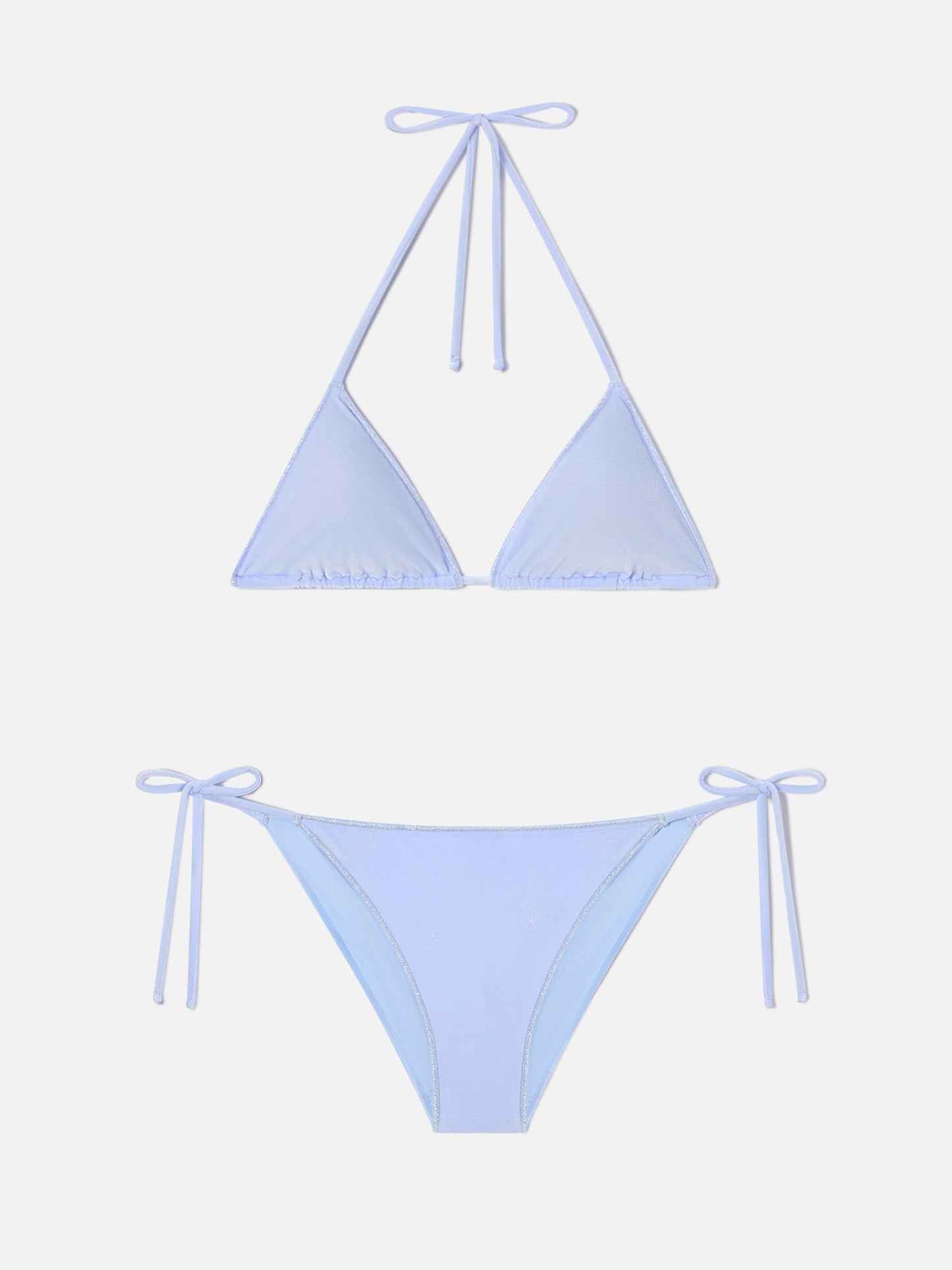 Bikini Leah Virgo Overlock in velluto azzurro