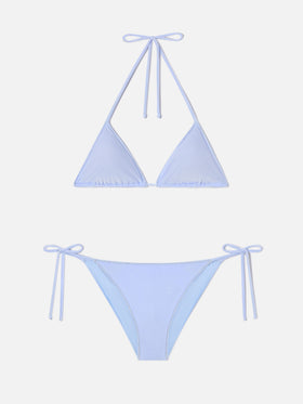 Bikini Leah Virgo Overlock in velluto azzurro