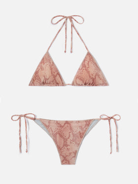 Bikini Leah Marielle Overlock con estampado pitón en lurex 