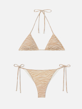 Bikini Leah Marielle Overlock en lurex à imprimé zèbre 