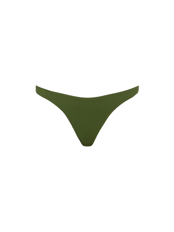 Badeslips mit hoher Taille „Maia“ in Militärgrün – Dreiecks-Bralette-Oberteil „Gaia“ in Militärgrün