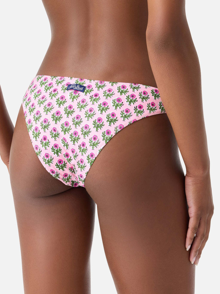 Slip de bain Lido à fleurs roses 
