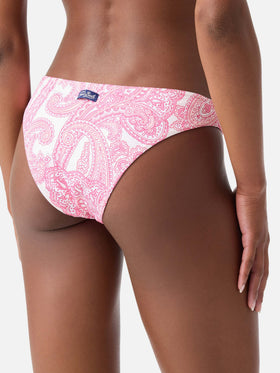 Bikini triangular Leah Lido con estampado paisley rosa 