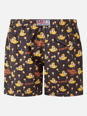 Man lightweight fabric swim-shorts Lighting with Cryptopuppets aperitif print | CRYPTOPUPPETS SPECIAL EDITION - MC2 Saint Barth