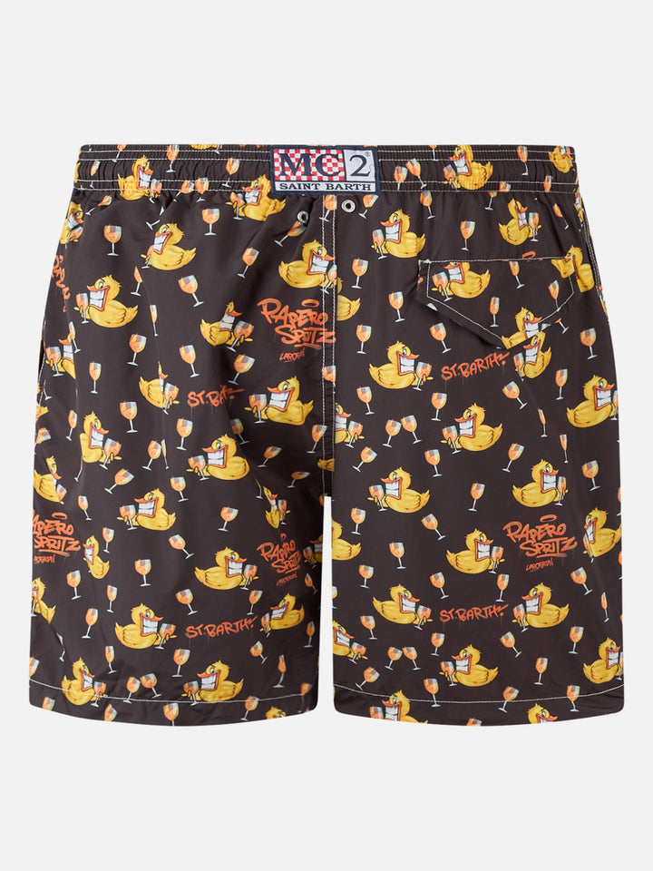 Man lightweight fabric swim-shorts Lighting with Cryptopuppets aperitif print | CRYPTOPUPPETS SPECIAL EDITION - MC2 Saint Barth