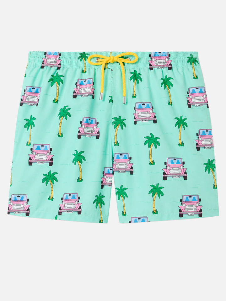 Badeshorts für Herren aus leichtem Stoff Lighting mit Geländewagen-Aufdruck