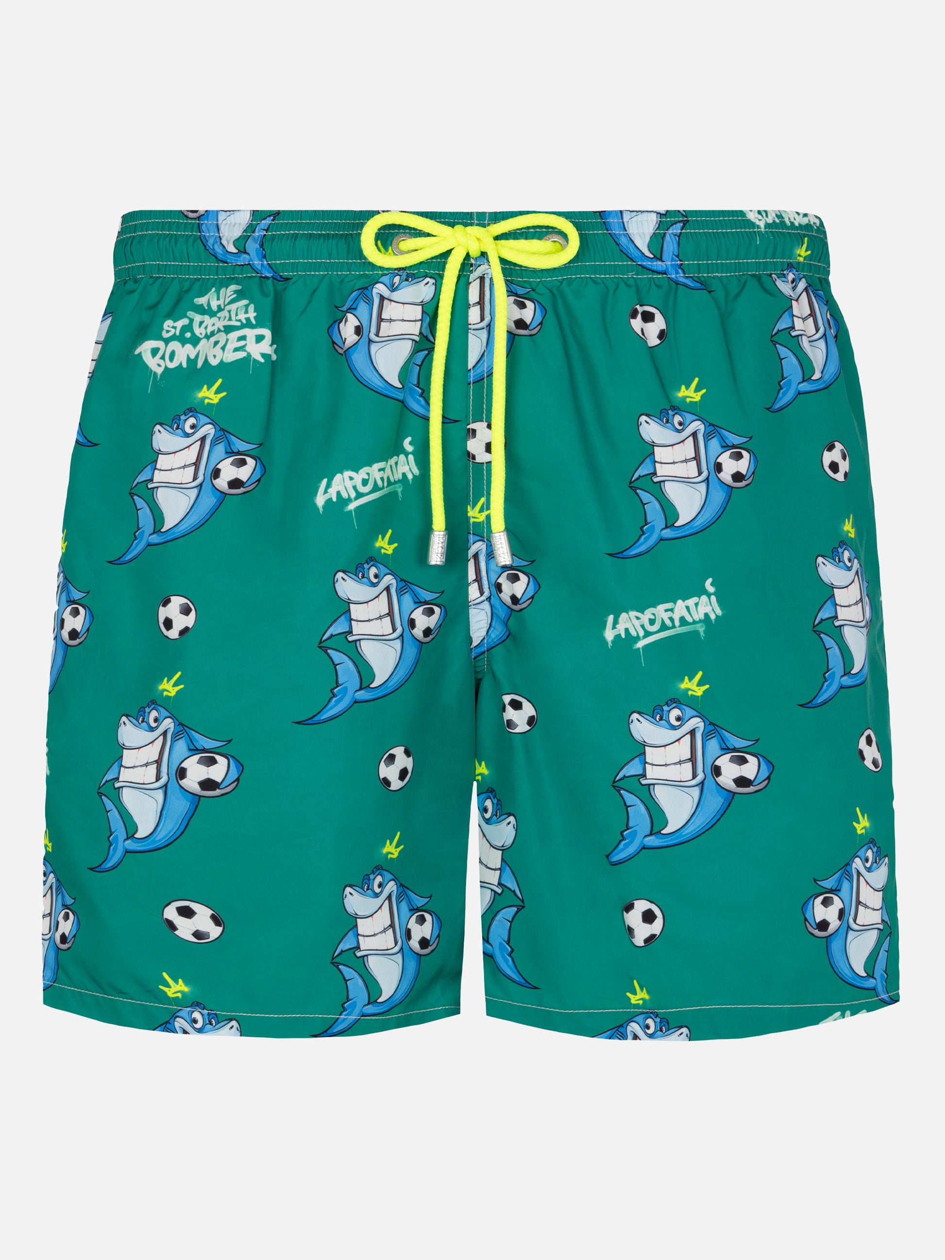 Lightweight fabric swim-shorts Lighting with shark print | CRYPTOPUPPETS SPECIAL EDITION - MC2 Saint Barth